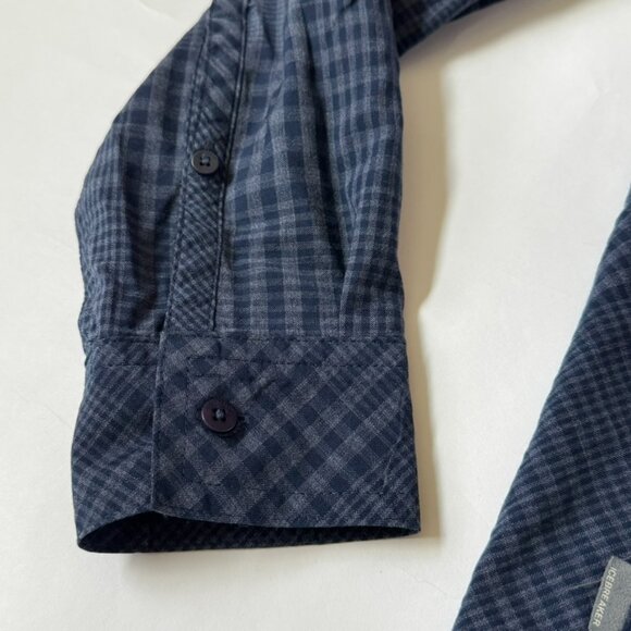 Icebreaker Merino Mens S Departure Long Sleeve Button Shirt Wool Checkered Blue - Picture 6 of 10